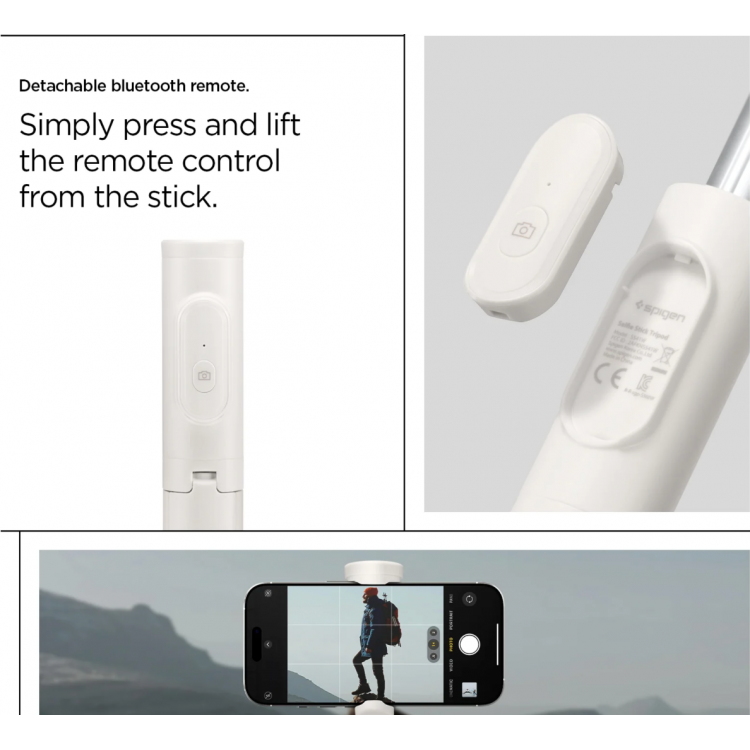 Spigen SGP Velo MAGSAFE AUTO-OPEN ΑΣΥΡΜΑΤΟ Selfie Stick Bluetooth Remote ΤΡΙΠΟΔΑΣ 360 - S541W - DUNE ΜΠΕΖ - AMP09337